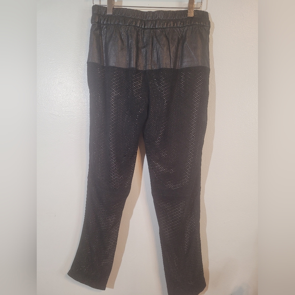 Parker brand pants, black, with mesh design and leather on the top. Joggers. - Picture 9 of 13